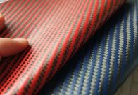 Tela roja de la fibra de Aramid de la armadura de tela cruzada de los materiales compuestos 2X2 de la fibra de carbono de Du Pont